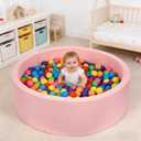 Foam Baby Ball Pit 35.4"x 11.8" for Toddlers, Soft Round Kiddie Playpen Ball Pool for Kids with Soft Memory Sponge for Babies Indoor Game(Balls not Included) Light Pink 35.4IN