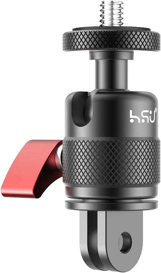 HSU Vertical Mount for GoPro, Aluminum 90 Degree Direction Adapter, 1/4"-20 Screw Tripod Mount for GoPro Hero 13/12/11/10/9/8/Insta360 X5/X4/X3, DJI Osmo Action 5/4/3 AKASO Action Camera and More