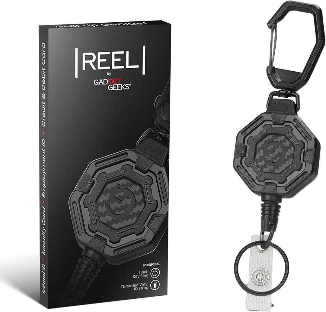 The Ultimate Retractable ID & Keychain Carabiner  Big Clip, 32 Steel Cord, Unbeatable Durability - Perfect for Office, School, Hospital, Construction, Recreation, 8oz, 1 Pack (Black)