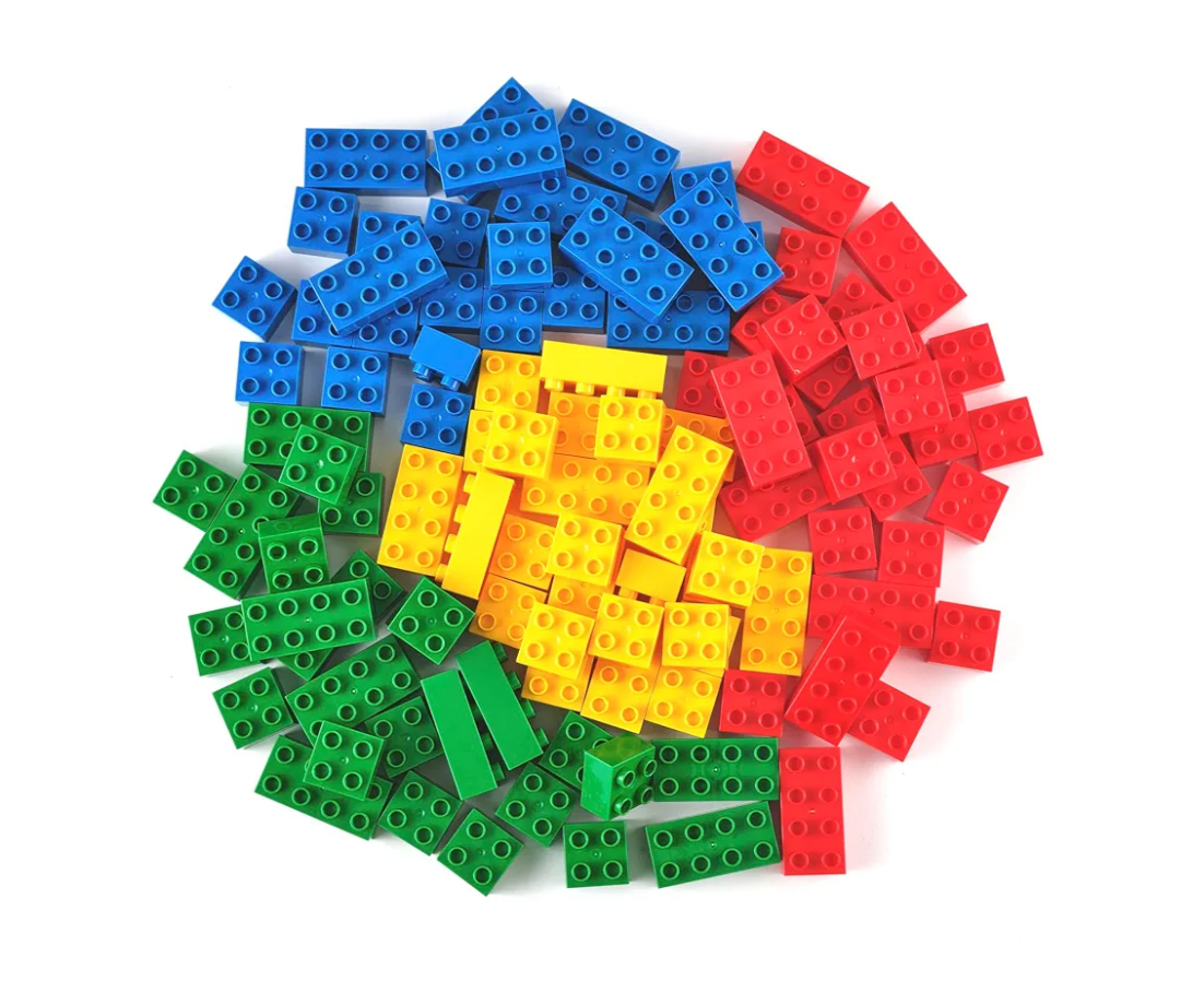 Strictly Briks Toy Large Building Blocks for Kids & Toddlers, Big Bricks Building Blocks for Ages 3 and Up - Compatible with All Major Brands, Blue, Green, Red, & Yellow, 133 Pieces - Toy Building Set
