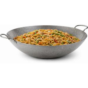 24 Inch Steel Wok-Cantonese Style-Ideal for Stir Fry, Asian Cooking-Heavy Duty