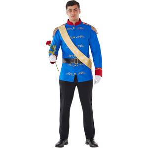 Morph Prince Charming Costume for Men  Royal Jacket, Sash & Belt  Adult Prince Outfit for Halloween, Parties & Events (X-Large)