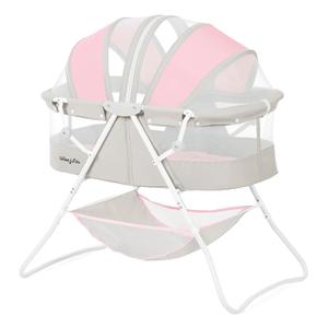 Dream On Me Karley Portable Infant Bassinet, Double Mesh Canopy, Grey and Pink