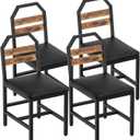 YATINEY Dining Chairs, Kitchen Chairs with Back Support, Upholstered Seat and Metal Legs, for Kitchen, Living Room, Rustic Brown and Black CY02L4BR, 36" x 39" x 87"