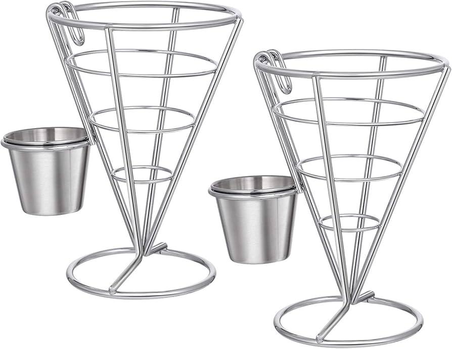 PRETYZOOM 2pcs French Fries Stand Snack Serving Basket Appetizer Display Stand for Restaurant Party Home