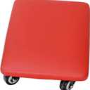 Roller Seat 360 Degree Rotating Low Stool with Wheel Chair PU Leather Universal Swivel Wheels Stool for Home Office Fitness and Garage (Rectangle Red)