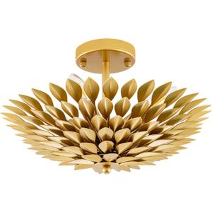 TOCHIC Flush Mount Ceiling Light Fixture, 4 Lights Farmhouse Chandelier for Dining Living Room, Modern Gold Leaf Light Fixture Semi Flush Ceiling Mount for Foyer, Hallway, Bedroom, W 15.75"