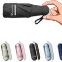 BAODINI Travel Essentials Mini Umbrella for Purse With Case Small Compact UV Sun Protection Lightweight Tiny Pocket Manual Open Close Umbrella for Women Kids and Men Fits Purse Backpack