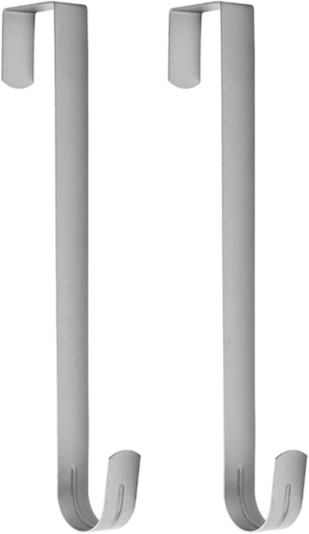 Sattiyrch 12" Wreath Hanger for Front Door, Steel Over The Door Hanger Hook, Wreath Door Hanger (Silver, 2)