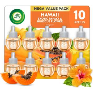 Air Wick Plug in Scented Oil Refill, 10ct, Hawaii, Air Freshener, Eco Friendly, Essential Oils (0.8 Fl Oz (Pack of 1))