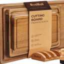 Acacia Wood Cutting Board for Kitchen, Set of 3 - Durable Thick Chopping Boards with Juice Grooves & Handles for Prep & Serving, Impressive Gift for Housewarming, Kitchen Gifts for Mom