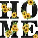 Geetery 4 Pcs Sunflower Kitchen Wall Decor Accessories Wood Rustic Sunflower Home Letters Decor Hanging Wall Art Signs Decorations for Home Living Room Kitchen Bedroom(Black)