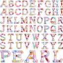 52 Pcs Self Adhesive Pearl Rhinestone Letter Patches Rhinestone A-z Glitter Pearl Sew on Patches Bling Letter Sticker Appliques Fabric Craft for DIY Clothes Bags Hats(Cute Style)