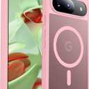 teloxy Magnetic for Google Pixel 9 Pro Case/Google Pixel 9 Case,[Military Drop Protection] [Anti-Fingerprint] Slim Translucent Matte Back Phone Case,Pink