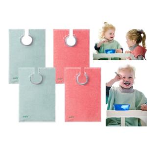 MATZ Terry Towel Snap On Toddler & Baby Bibs | For Feeding Drooling And Teething | Full Coverage For Babies | Ultra Absorbent 100% Cotton Bibs | Unisex | With Soft Ribbed Neck (Mint Green & Peach Coral X4)