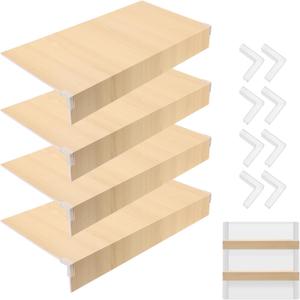 4PCS Wire Shelf Cover 35" L x 16" W PVC Wood-Like Wire Rack Covers Faux Wood Shelf Liners for Pantry Bathroom Kitchen