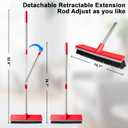 15.7 Inch Floor Scrub Brush Removable Stainless Steel Handle 2 in 1 Scrape Brush Stiff Bristle Shower Scrubber for Cleaning Patio Bathroom Garage Kitchen Wall Deck Tub Tile 52.4 inch Tall