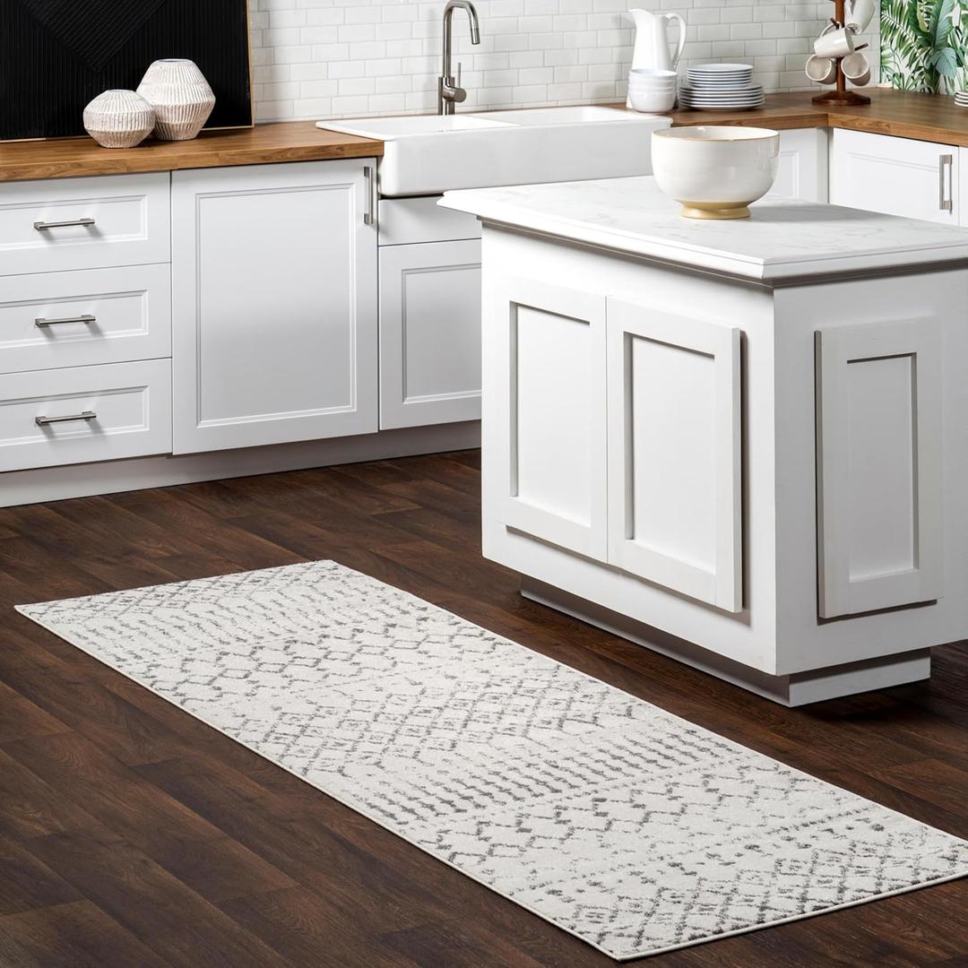 nuLOOM 2x8 Moroccan Blythe Area Rug, Grey, Faded Bohemian Design, Stain Resistant, For Bedroom, Dining Room, Living Room, Hallway, Office, Kitchen, Entryway (3 x 8 Feet, Blythe Grey)