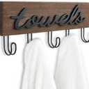 Mkono Towel Holder Wall Mounted Towel Racks for Bathroom Farmhouse Decor Rustic Wood Towel Hooks Hang Towels Bathrobe Coat Clothing 12.6" x 5.2" Bath Towel Hanger Storage Organizer