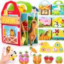 hahaland Busy Board for 1 Year Old - Farm Animals Quiet Busy Book for Toddlers 1-3 - Montessori Toys for 1 Year Old Boy Girl Gifts - Educational Activity Books Felt Learning Board Airplane Travel Toys