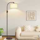 Nintiue Upgraded Modern Arc Dimmable Tall Standing Floor Lamp with Linen Shade, 1200 Lumens LED Bulb Included, for Living & Reading Room, Bedroom, Office & Nursery, Matte Brown