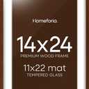 Homeforia 14x24 Picture Frame Brown, High End Dark Oak 14x24 Poster Wood Frame with Mat 11x22 for Photo, 14 x 24 Wooden Walnut Frame Matted to 11 x 22, 24x14 Frames, Tempered Glass, Wall Kit, Set of 1