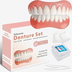 Dentures for Women and Men, Silicone Dentures Upper and Lower, Fix Your Smile at Home Within Minutes, Natural Shade False Teeth & Veneers-112