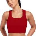 XUNYU High Support Sports Bra for Women Workout Tops Built in Bra Athletic Tank Top High Impact Padded Longline Yoga Bra (L)