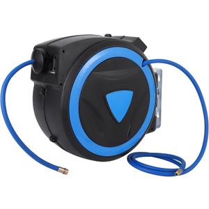 Hybrid Air Compressor Hose Reel - 3/8 In x 80 Ft, Time-Tested Automatic Lock, Strong and Tangle-Free Retraction, Flexible Hose & 5 Ft Extension Lead (80ft 3/8inch)