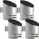 Dynaming 4 Pack Solar Wall Lights, Stainless Steel Cover Outdoor Wall Sconce Lights, Cordless LED Lights Auto On/Off Mounted Fence Deck Light, Waterproof for Garage Stair Patio Porch Barn Yard