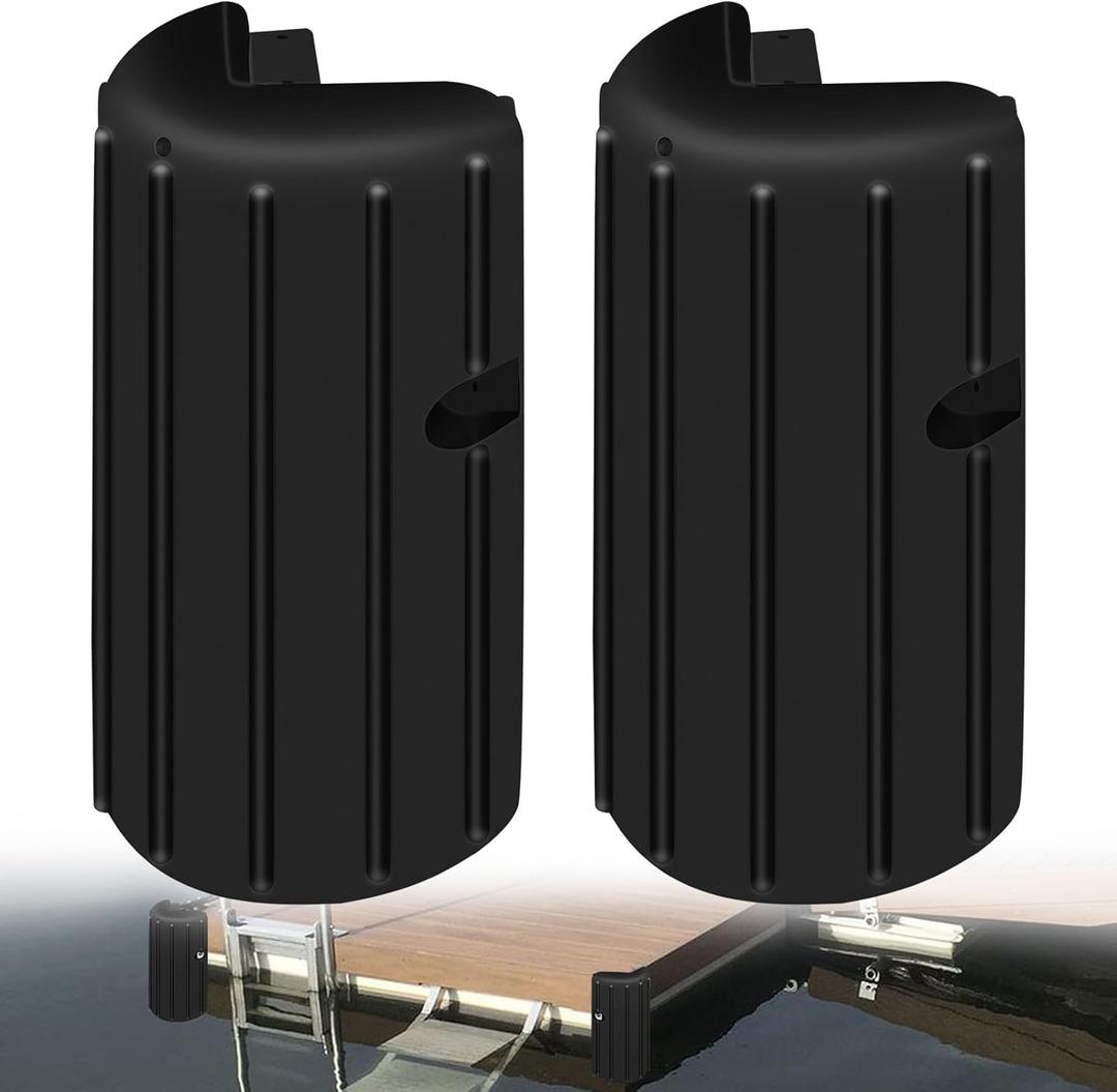 Premium Dock Corner Bumper Fender - Inflatable Marine Dock Protection (2-Pack) | 8" x 16" Heavy-Duty UV Resistant PVC | Protects Boats & Docks from Collision Damage (Black)
