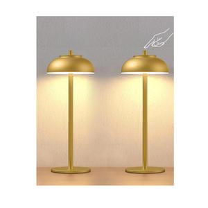 2 Pack Gold Led Cordless Table Lamps Rechargeable,Cordless Touch Lamp Battery Operated-Waterproof-for Outdoor Patio/Restaurants/Home/Dinner