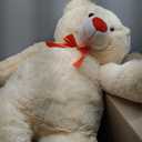 HollyHOME Giant Teddy Bear 4ft Stuffed Animal Large Bear Plush with Red Heart Valentines Anniversary Birthday Gifts for Girlfriend Lover Mom Kids 48 inch Beige