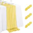 3 Pack Light Yellow Table Runner 17x108 Inch Cheesecloth Table Runner Boho Gauze Table Runners Romantic Rustic Fabric Cheese Cloth Table Runners for Wedding Party Baby Shower Birthday Home Decor