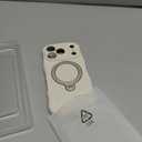 360 Spin Silicone Stand Cover for iPhone 17 Pro Case [Cute Wavy & Full Camera Protection] Fit for MagSafe Shockproof Women Girl Phone Case for iPhone 17 Pro 6.3", Antique White