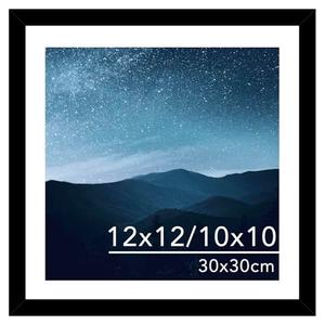 JCJMY 12x12 Picture Frame with Mat for 30 x 30cm Diamond Art Painting, Display Photo 10x10 or 12 x 12 Without Mat, Wall Hanging Large Frame with Plexiglass, Black