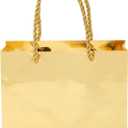 Sparkle and Bash Gold Goodie Bags - Mini Metallic Gold Reusable Paper Bags for Party Favors, Pack of 24, 6 x 5 x 2.5 Inches, Rope Handles