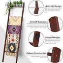BAMBANG 6-Tier Blanket Ladder for Living Room, Blanket Quilt Ladder Rack Rustic Decorative Towel Holder, Wall Leaning Blanket Ladder Shelf Storage Farmhouse Decor for Bedroom Bathroom, Brown