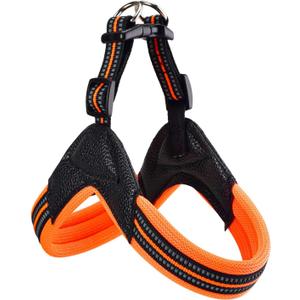 Dog Harness No Pull Ultra Soft Breathable Padded Pet Harness 2 Adjustable Botton, 3M Reflective Pet Harness for Dogs Easy Control for Small Medium Large Dogs (L, Bright Orange)
