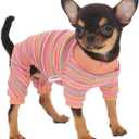 LOPHIPETS Dog Pajama Onesie for Small Teacup Chihuahua Yorkie Puppy Cat Clothes Apparel-Pink/XXS