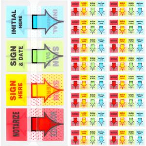 1600Pcs Sign Here Stickers, 4-Color Self Adhesive Tabs with Notarize/Initial Here/Sign and Date, Page Markers for Office School Document Filing, Index Labels for Books