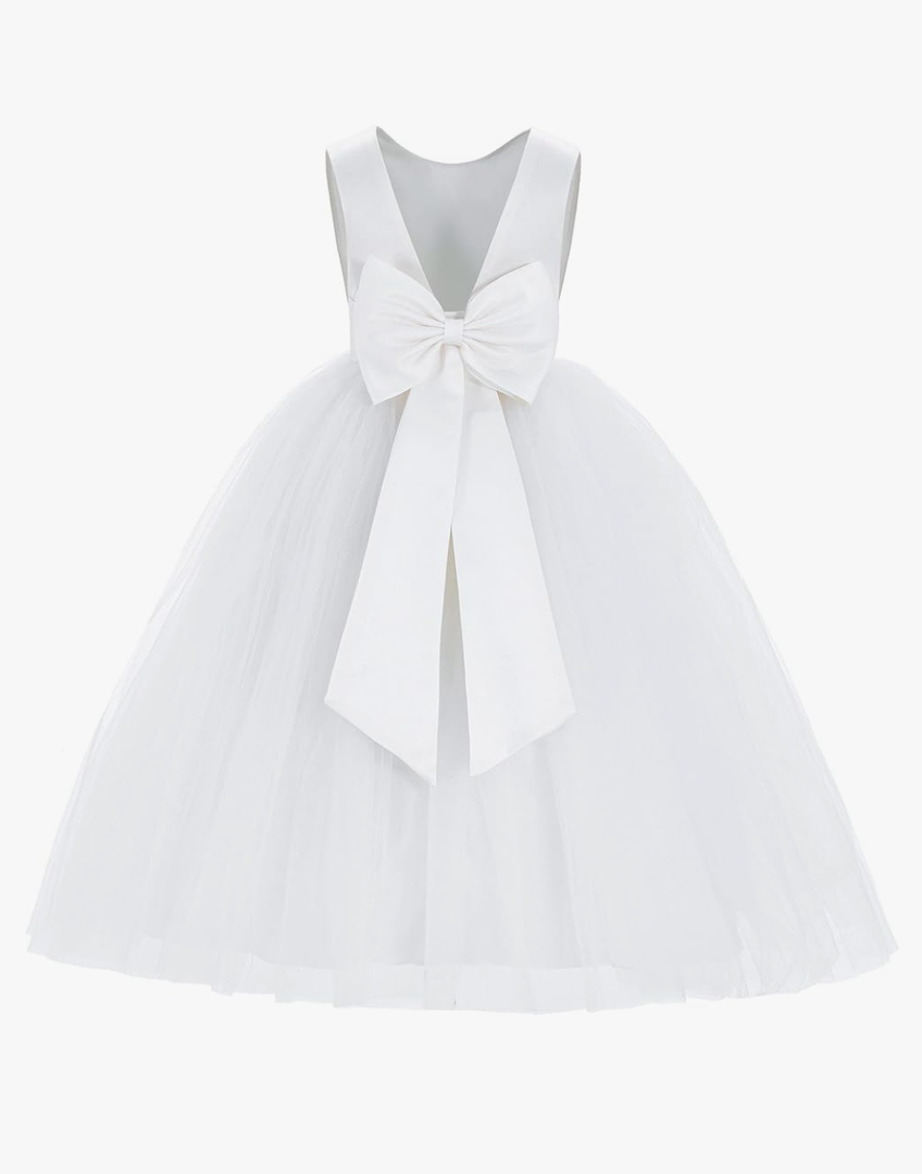 ekidsbridal V-Back Satin Flower Girl  Communion Gown Formal Dress, Size 140