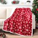 PAVILIA Red Snowflake Christmas Sherpa Throw Blanket, Ultra Soft Reversible Fleece Sherpa 50x60 Winter Blanket for Couch & Bed, Cozy Christmas Home Decor