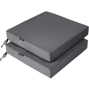 Favoyard Patio Chair Cushions 18.5 x 16 x 3 Inch Waterproof Outdoor Seat Cushions for Patio Furniture 3-Year Color Fastness Garden Sofa Couch Pads with Handle & Adjustable Straps Set of 2, Dark Grey