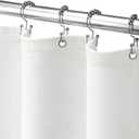 Awellife White Shower Curtain Linen Textured Boho Farmhouse Shower Curtains for Bathroom Fabric Liner 72 x 72 Inch