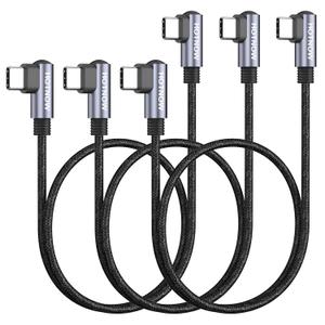 USB C to USB C Cable 1.5FT 3 Pack, Right Angle 90 Degree Type C to C PD 65W Fast Charging Cords, Compatible with iPhone 17/16/15, Galaxy S25 S24 S23 S22 and USB Type C Devices