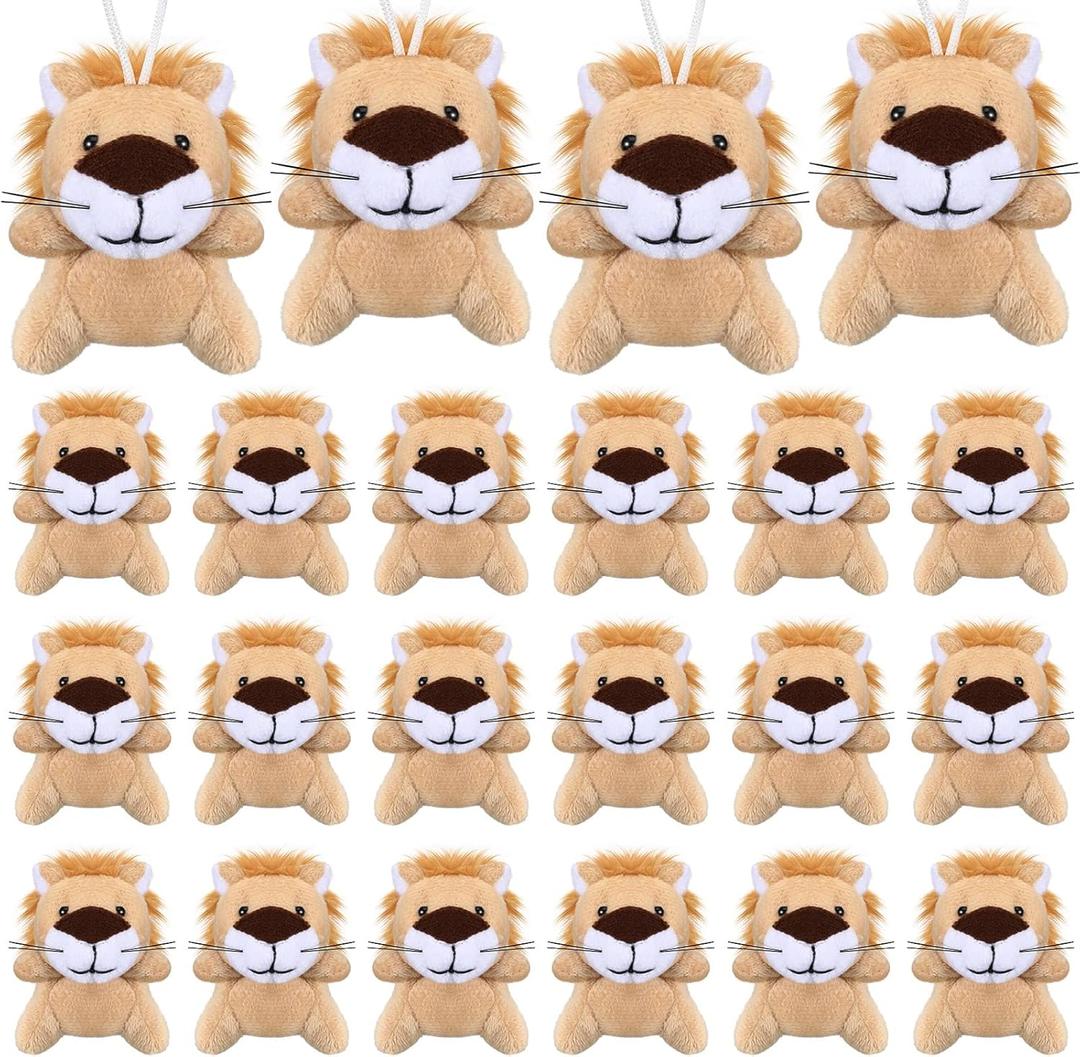 Shappy 30 Pcs Mini Stuffed Animal Toys Small Lion/Tiger Stuffed Animals Bulk for Baby Shower Safari Nursery Decor Birthday Classroom Prizes Gifts(Lion)
