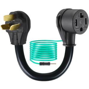 Kanayu 1.5ft 3 Prong to 4 Prong Dryer Adapter Cord, Compatible with Nema 10-50p Male to 14-30r Female, 50amp to 30amp Adapter Cord with Ground Wire for Old Style Dryer/range to Dryer, Stw 10 Awg (Black)