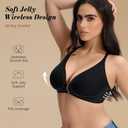 Front Closure Push Up Bra for Women, Seamless Plunge Bra, Wireless Underwire-Free Bralette (M)