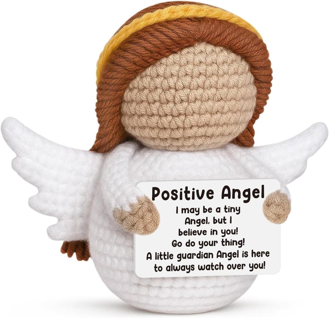 Christian Gifts for Teen Girls, Positive Guardian Angel Crochet, Graduation Good Luck Religious Mothers Day Mom Present for Nurse Teacher, First Holy Communion Get Well Soon Anxiety Relief